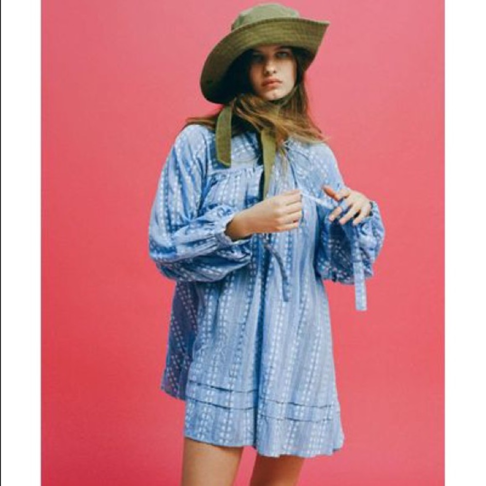 Urban Outfitters Blue Jai Embroidered Dress